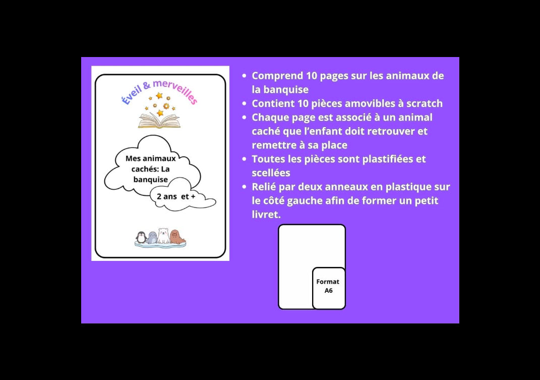 Mes animaux cachés La banquise - livret interactif de recherche d'animaux