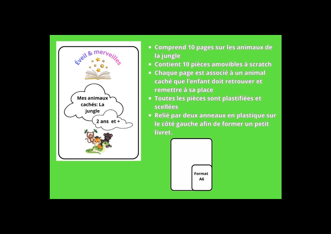 Mes animaux cachés La jungle - livret interactif de recherche d'animaux