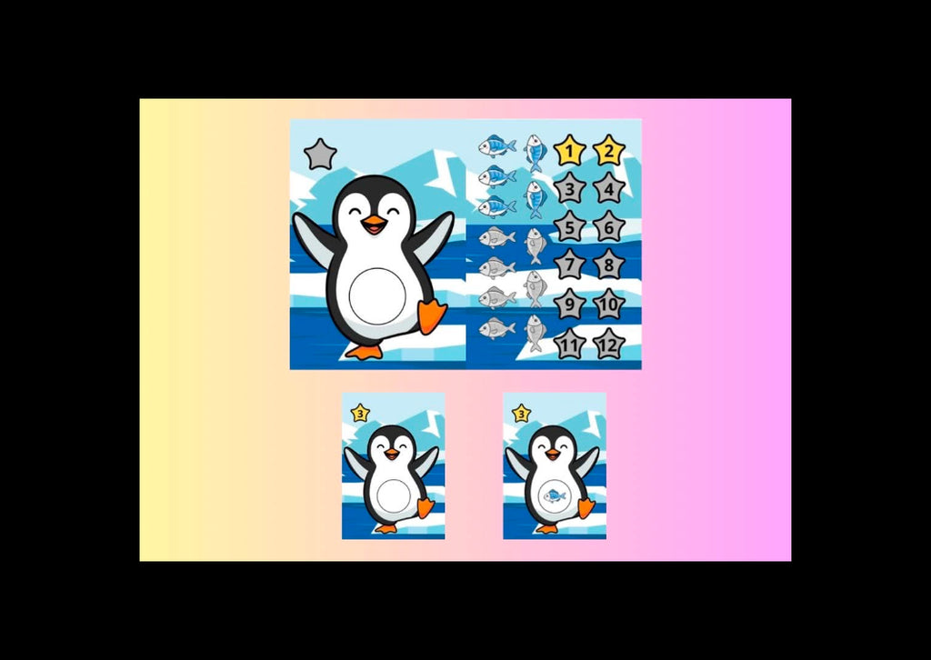 Le pingouin et les poissons - activité de numération avec poissons