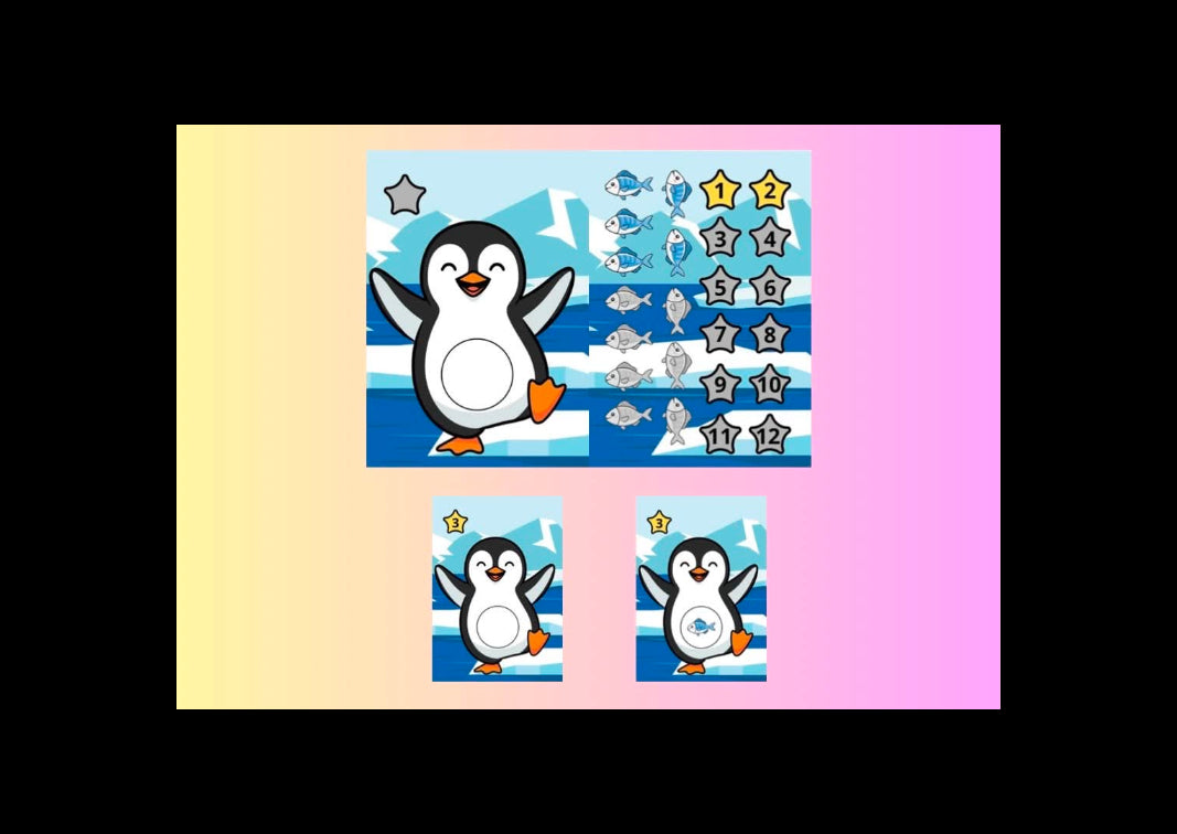 Le pingouin et les poissons - activité de numération avec poissons