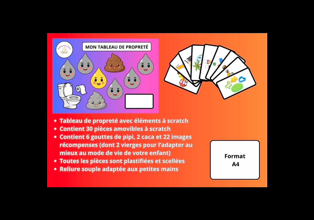 Mon tableau de propreté - support visuel avec récompenses à scratch pour enfant